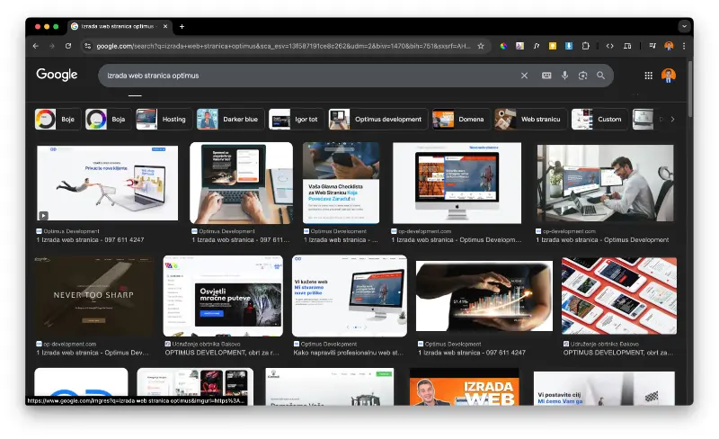 Primjer slike na Google slikama za pojam - izrada web stranica