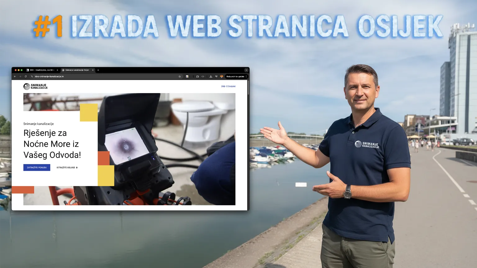 Osječki poduzetnik pokazuje svoju web stranicu u Osijeku kod Promenade Izrada web stranica Osijek - Optimus Development